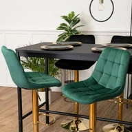 Taborety i hokery - Krzesło Barowe Tapicerowane Hoker ARCOS Zielone Welurowe Nowoczesne Glamour - miniaturka - grafika 1