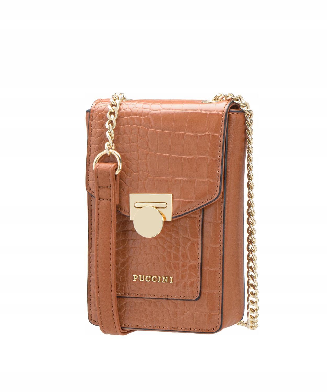 Mini Torebka Mała Damska Na Łańcuszku Crossbody Puccini Brązowa BML043T-2