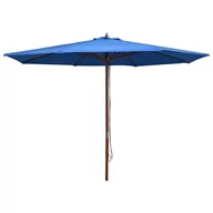 Parasole ogrodowe - vidaXL Parasol ogrodowy na drewnianym słupku, 350 cm, niebieski vidaXL - miniaturka - grafika 1