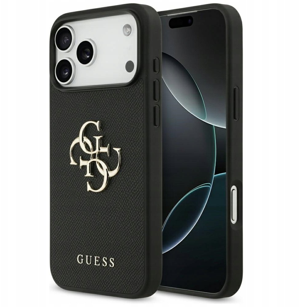 Etui Guess Grained Big 4G & Classic Logo do iPhone 17 Pro Max czarny
