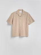 Koszule męskie - Reserved - Wzorzysta koszula regular fit - beżowy - miniaturka - grafika 1