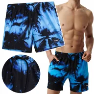 Kąpielówki męskie - ATLANTIC Kąpielówki Męskie z Kieszeniami Szorty Plażowe Tropikalny Wzór - L - miniaturka - grafika 1