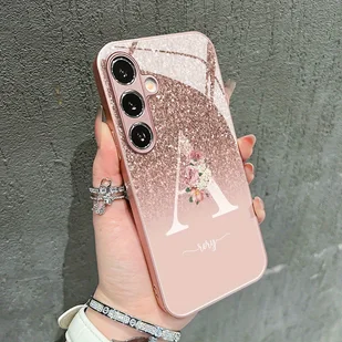 TEMU Etui na telefon z szklanym materiałem z gradientowym wzorem liter A, kompatybilne z for galaxy - Etui i futerały do telefonów - miniaturka - grafika 1