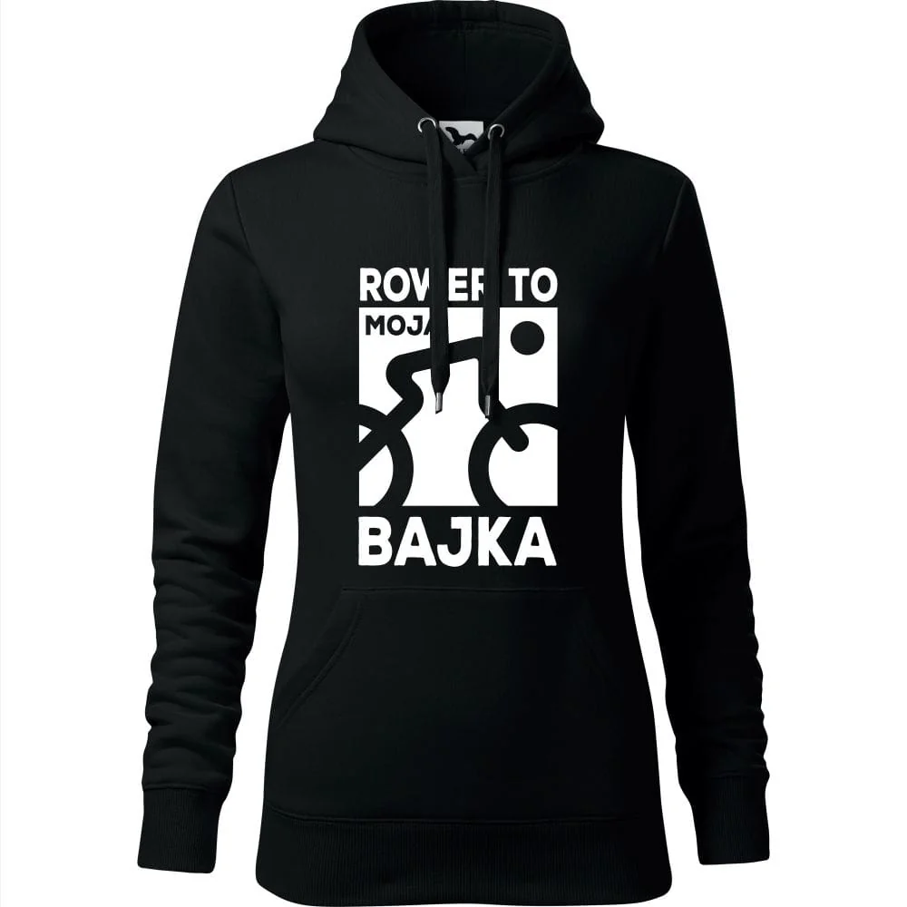 Damska Bluza Z Kapturem - Rower To Moja Bajka Czarny M
