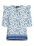 Koszulki i topy damskie - VERO MODA Women's VMMILAN 2/4 WVN Top, Dazzling Blue/AOP: Mira, M, Dazzling Blue/Aop:mira, M - miniaturka - grafika 1