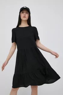 Sukienki - Vila sukienka kolor czarny mini rozkloszowana - grafika 1
