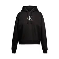 Bluzy damskie - Calvin Klein Jeans Damska bluza z kapturem Gradient Ck, Czarny, L - miniaturka - grafika 1