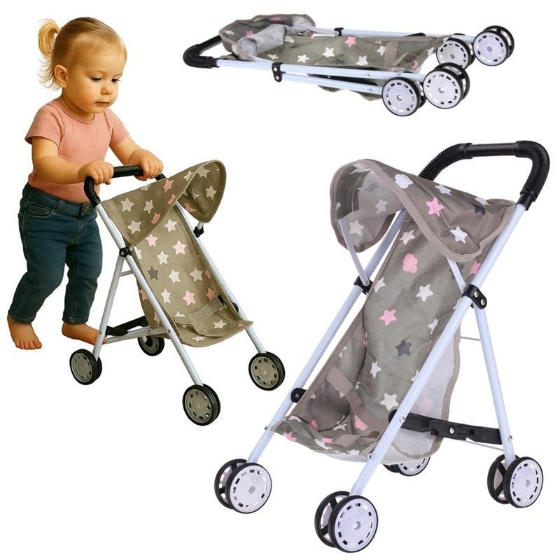 Wózek Spacerowy dla Lalek Lekki Składany Metalowy Spacerówka