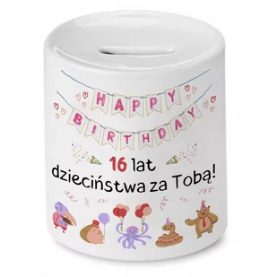Skarbonka na Urodziny 16 16te 16-te na Prezent z Nadrukiem ze Zdjęciem - Skarbonki - miniaturka - grafika 1