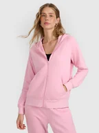 Bluzy damskie - 4F Bluza dresowa rozpinana z kapturem damska - różowa XXL - miniaturka - grafika 1