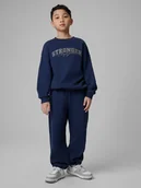 Spodnie i spodenki dla chłopców - 4F Spodnie dresowe z szerokimi nogawkami chłopięce - granatowe 158/164 (12-14 lat) - miniaturka - grafika 1