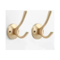 Wieszaki łazienkowe - Zestaw 2-częściowy solidnych metalowych haczyków, wieszaków na ręczniki do kuchni, łazienki, salonu i biura, złoty - miniaturka - grafika 1