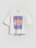 Koszulki dla dziewczynek - Reserved - Luźny t-shirt z nadrukiem - złamana biel - miniaturka - grafika 1