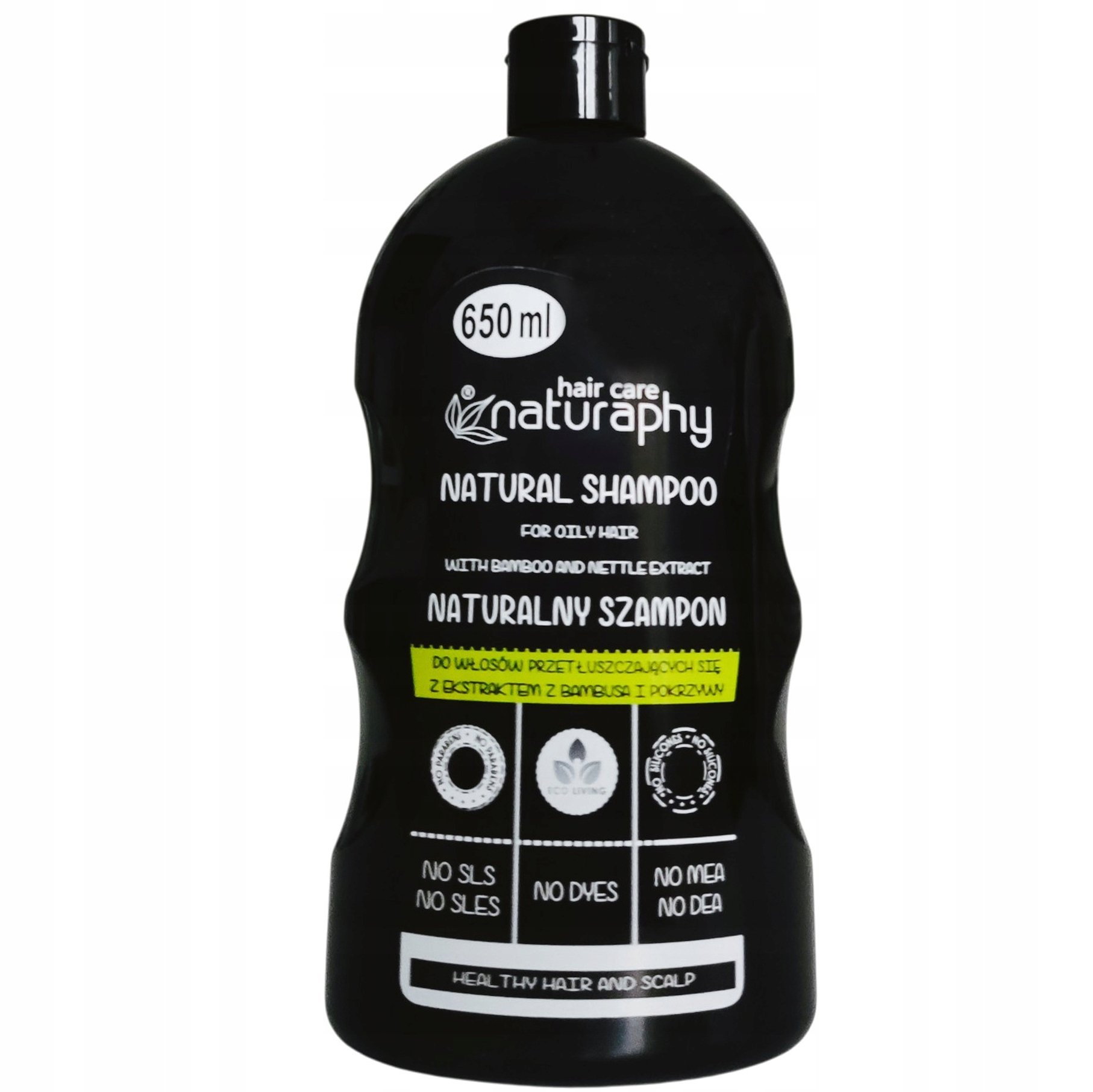 Naturalny szampon z bambusa, pokrzyw do włosów przetłuszczających się 650ml