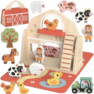 TOOKY TOY Drewniana Składana Farma w Walizce ze Zwierzątkami - Figurki dla dzieci - miniaturka - grafika 1