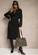 Spódnice - Czarna Spódnica z Wiskozą Ozdobione Kieszeniami Cargo i Materiałowym Paskiem Labinia - miniaturka - grafika 1