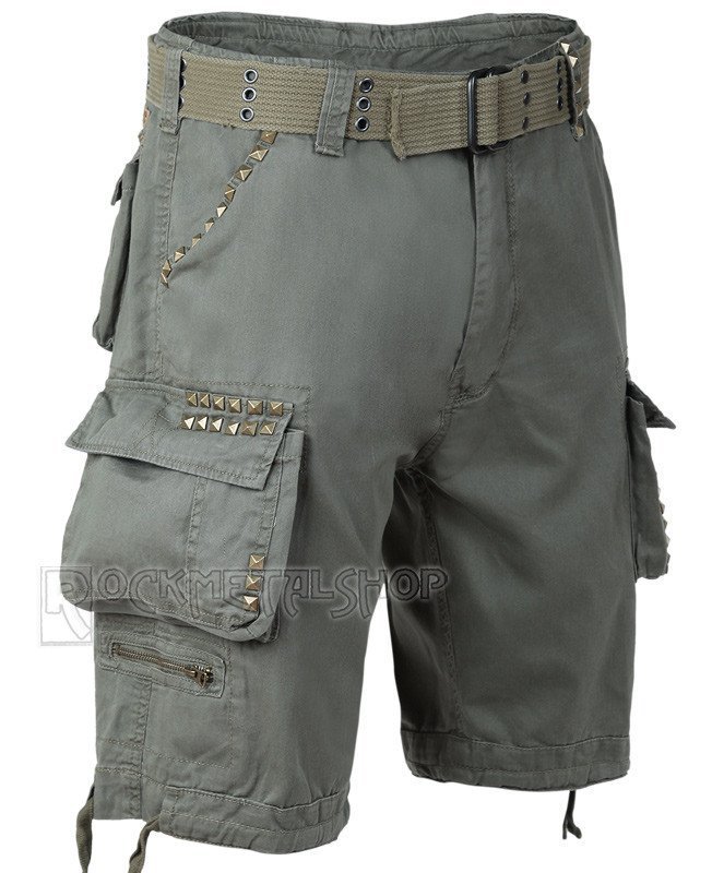 spodnie bojówki krótkie SAVAGE STUDS SHORTS - OLIV-XXL