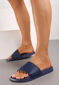 Klapki i japonki damskie - Granatowe Klapki z Lekkiej Pianki na Płaskiej Podeszwie Vikova - miniaturka - grafika 1