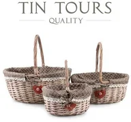 Kosze wiklinowe - KOMPLET 3x BRĄZOWY KOSZ WIKLINOWY Z UCHWYTEM - miniaturka - grafika 1