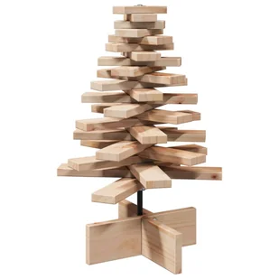 vidaXL Drewniana choinka do udekorowania, 60 cm, lite drewno sosnowe - Choinki - miniaturka - grafika 1