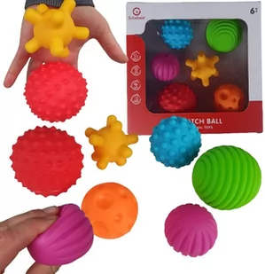 Piłeczki Sensoryczne 6szt Małe i Duże 6-12 cm Piłki gumowe 6szt dla niemowląt - Zabawki sensoryczne - miniaturka - grafika 1