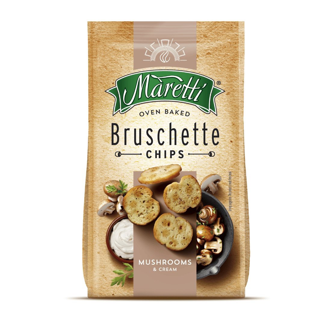 Pieczone krążki chlebowe Bruschette - Grzyby w śmietanie 140 g Maretti