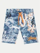 Spodenki damskie - Guess Szorty sportowe L5GD13 KA6R4 Niebieski Regular Fit - miniaturka - grafika 1