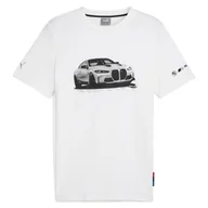 Koszulki męskie - Koszulka męska Puma 63063302 BMW MMS ESS GRAPHIC Biała - miniaturka - grafika 1