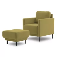 Fotele - Fotel LAYA 55 z podnóżkiem tkanina welurowa - miniaturka - grafika 1