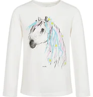 Bluzki dla dziewczynek - T-shirt z długim rękawem dla dziewczynki, z koniem, biały, 3-8 lat - miniaturka - grafika 1