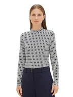 Koszulki i topy damskie - TOM TAILOR Damska koszulka z długim rękawem, 33984 - Navy Geometrics Print, XL - miniaturka - grafika 1