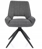 Krzesła - Krzesło obrotowe tapicerowane szare Tello do salonu jadalni kuchni tkanina - miniaturka - grafika 1