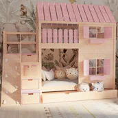 Łóżka dla dzieci i młodzieży - Łóżko piętrowe ze sklejki Climb House ze ścianką wspinaczkową - miniaturka - grafika 1