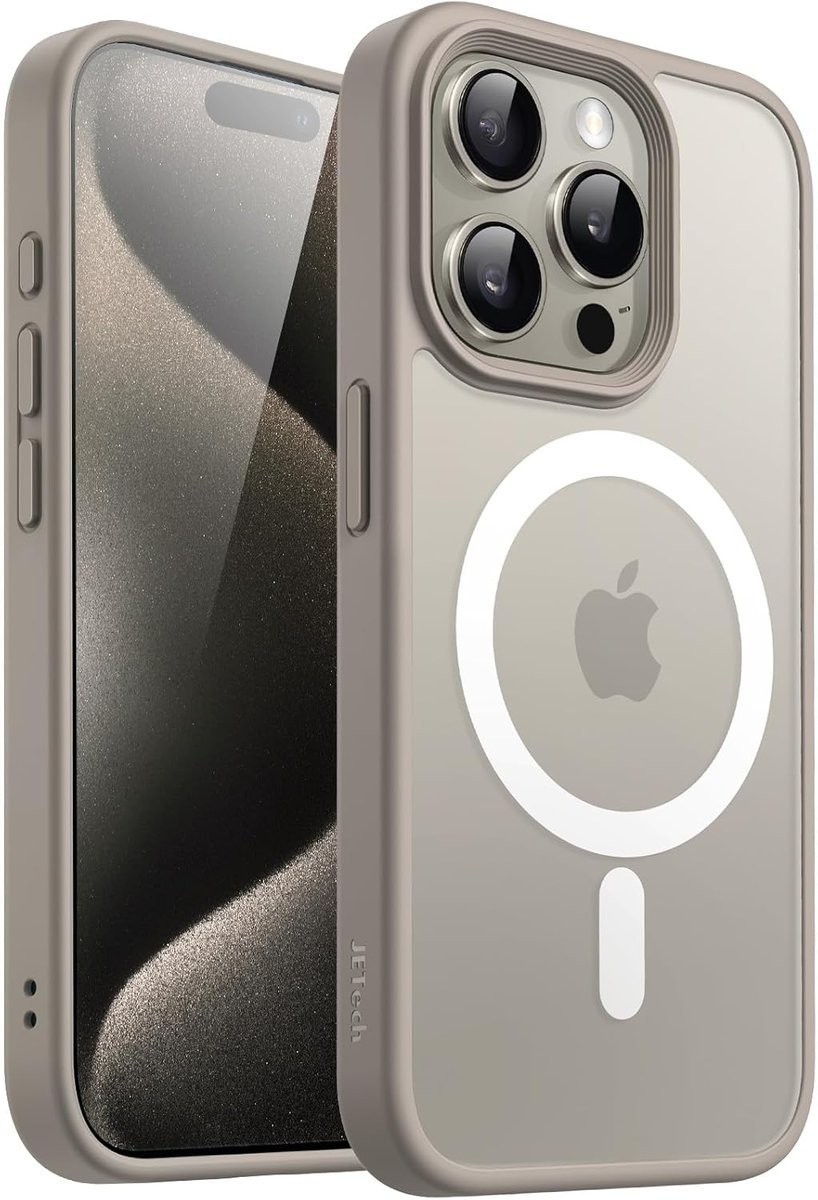 JETech Magnetyczna Etui dla iPhone 15 Pro Max 6,7 Cala Kompatybilny z MagSafe, Półprzezroczysta Matowe Tylna Szczupły Odporny na Wstrząsy Case (Tyta..