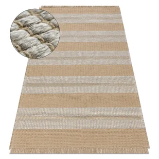 Dywan JUTE 3734 beż / szary pasy - jutowy, płaskotkany, frędzle beżowy 160x220 cm - Dywany - miniaturka - grafika 1