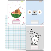 Zeszyty szkolne - 3x zeszyt A4 kratka, 32 kartki, dziewczęce wzory: króliczek, miś, kapibara - miniaturka - grafika 1