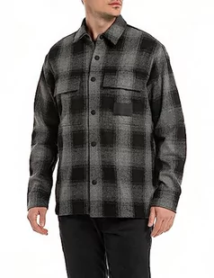 Replay koszula męska, 010 Black/Dark Grey, M - Koszule męskie - miniaturka - grafika 1