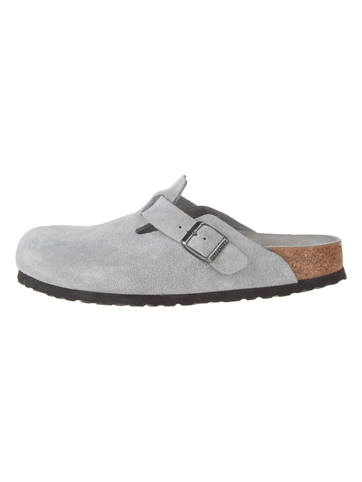 Birkenstock Skórzane chodaki w kolorze szarym