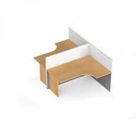 Inne meble biurowe - B2B Partner Zestaw parawanów biurowych ze stołem ergonomicznym, magnetyczny, 2 miejsca, brzoza 437241 - miniaturka - grafika 1
