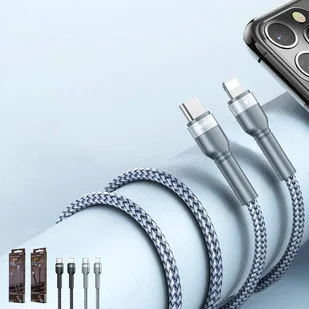 REMAX Jany nylonowy kabel przewód USB Typ C - Lightning 100 W 5A Power Delivery 1 m czarny (RC-171) - Kable USB - miniaturka - grafika 2