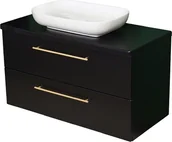 Szafki łazienkowe - Szafka łazienkowa czarna wisząca z umywalką 100/48 Negra - miniaturka - grafika 1