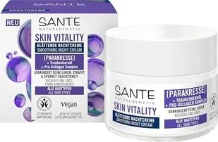 SANTE Naturkosmetik Face Skin Vitality krem na noc, regenerujący krem nawilżający z rzeżuchą, olejkiem z pestek winogron i pro-kolagenem, przeciwzmarszczkowa pielęgnacja na noc, do wszystkich rodzajów - Kremy do twarzy - miniaturka - grafika 1