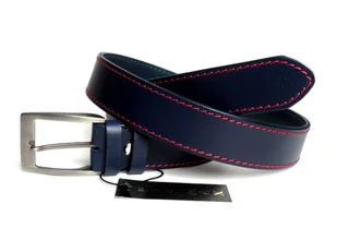 Pasek Męski Skórzany PAS-MAX (PL) Skóra Licowa EXTRA 40 mm Niebieski Z Czerwoną Nitką - Paski - miniaturka - grafika 3