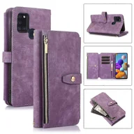 Etui i futerały do telefonów - Do Samsung Galaxy A21s Dream 9-Card Wallet Zipper Bag Skórzane etui na telefon Fioletowy - miniaturka - grafika 1
