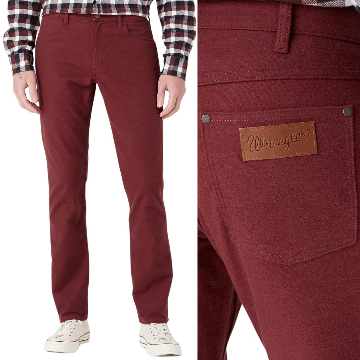 Wrangler GREENSBORO Dahlia BORDOWE MATERIAŁOWE CIEPŁE SPODNIE W33 L32