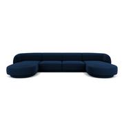 Narożniki - Niebieska aksamitna sofa narożna (w kształcie litery U) Miley - Micadoni Home - miniaturka - grafika 1