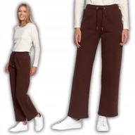 Spodnie damskie - SPODNIE DAMSKIE DRESOWE OCIEPLANE Z WYSOKIM STANEM 100% BAWEŁNA MORAJ M BROWN - miniaturka - grafika 1