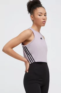 Koszulki sportowe damskie - adidas top damski kolor fioletowy - grafika 1