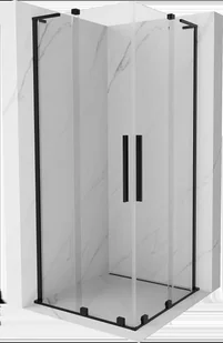 Mexen Velar L Duo kabina prysznicowa rozsuwana 80x80 cm, transparent, czarna - 871-080-080-02-03-70 - Kabiny prysznicowe - miniaturka - grafika 1