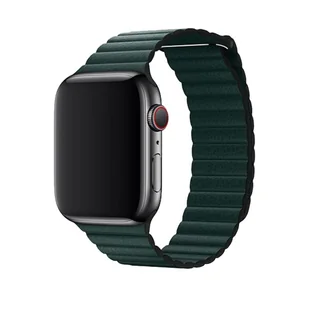 Pasek DEVIA Elegant Leather Loop do Apple Watch 44mm/42mm, forest green - Akcesoria do smartwatchy - miniaturka - grafika 1